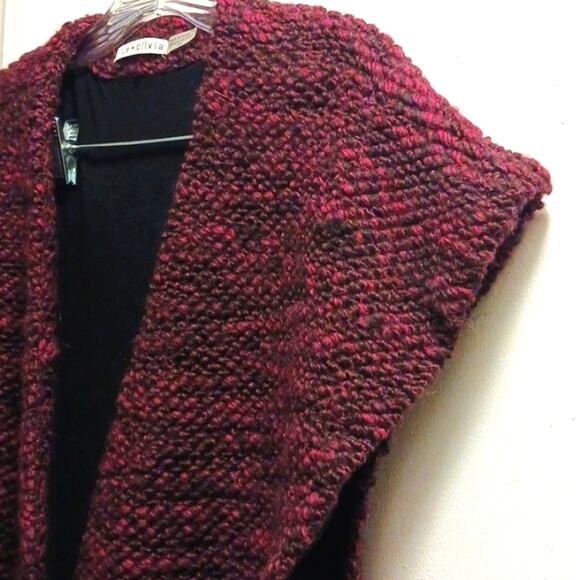 Alice + Olivia ALPACA WOOL Long Cardigan Sz S Red Merlot Maxi Sleeveless $440 - Picture 9 of 17